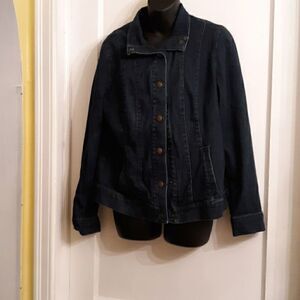 Coldwater Creek dark blue jean snap jacket